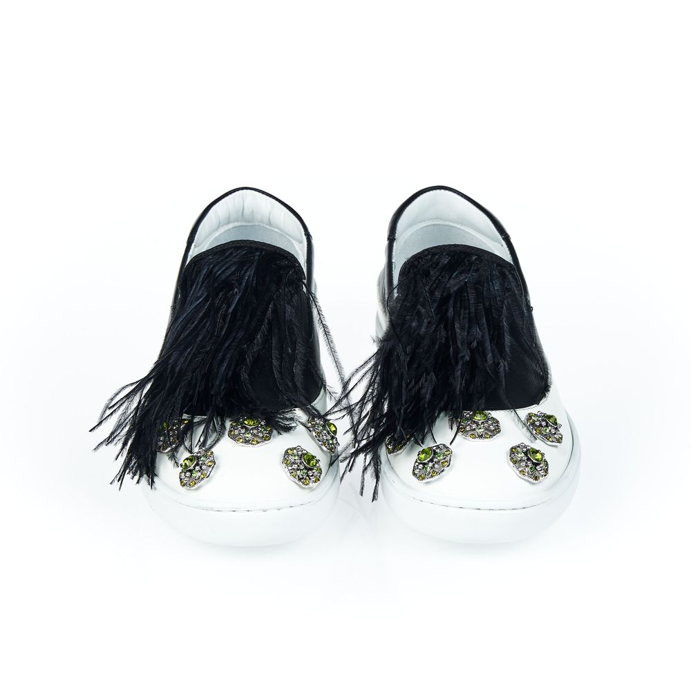 Chaussure en cuir de vachette noir et blanc