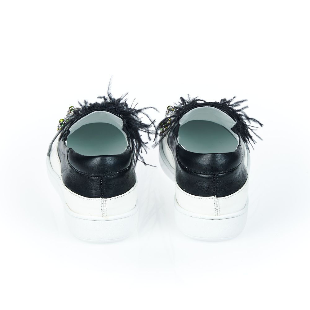 Chaussure en cuir de vachette noir et blanc
