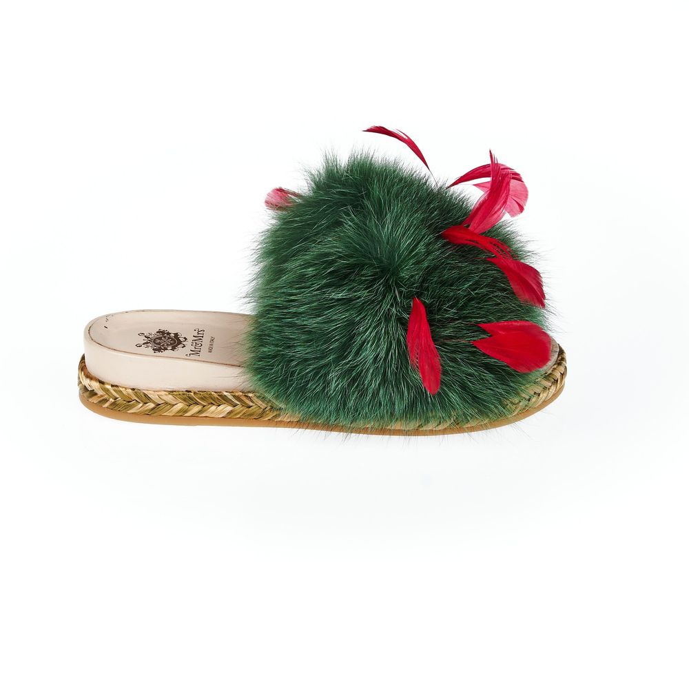 Green Lamb Leather Women Sandal