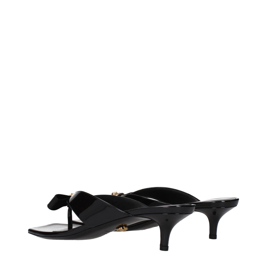 Black Leather Stiletto Heel Sandals