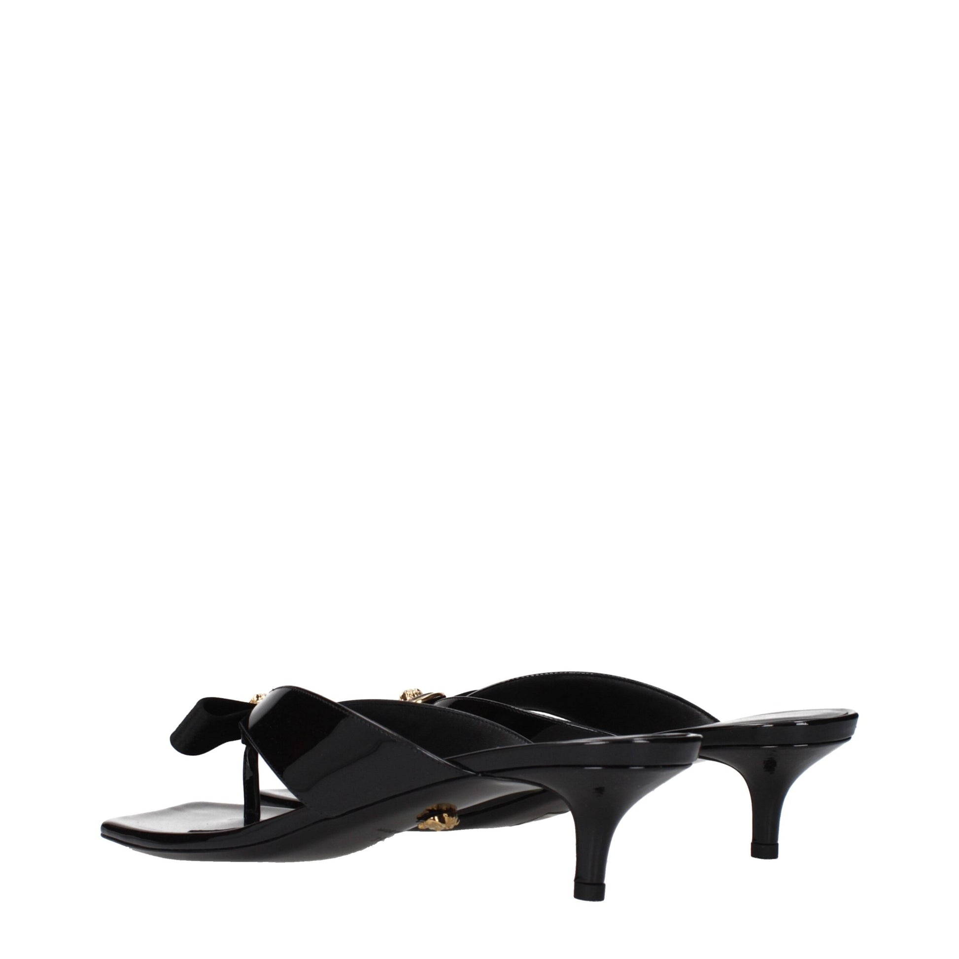 Black Leather Stiletto Heel Sandals