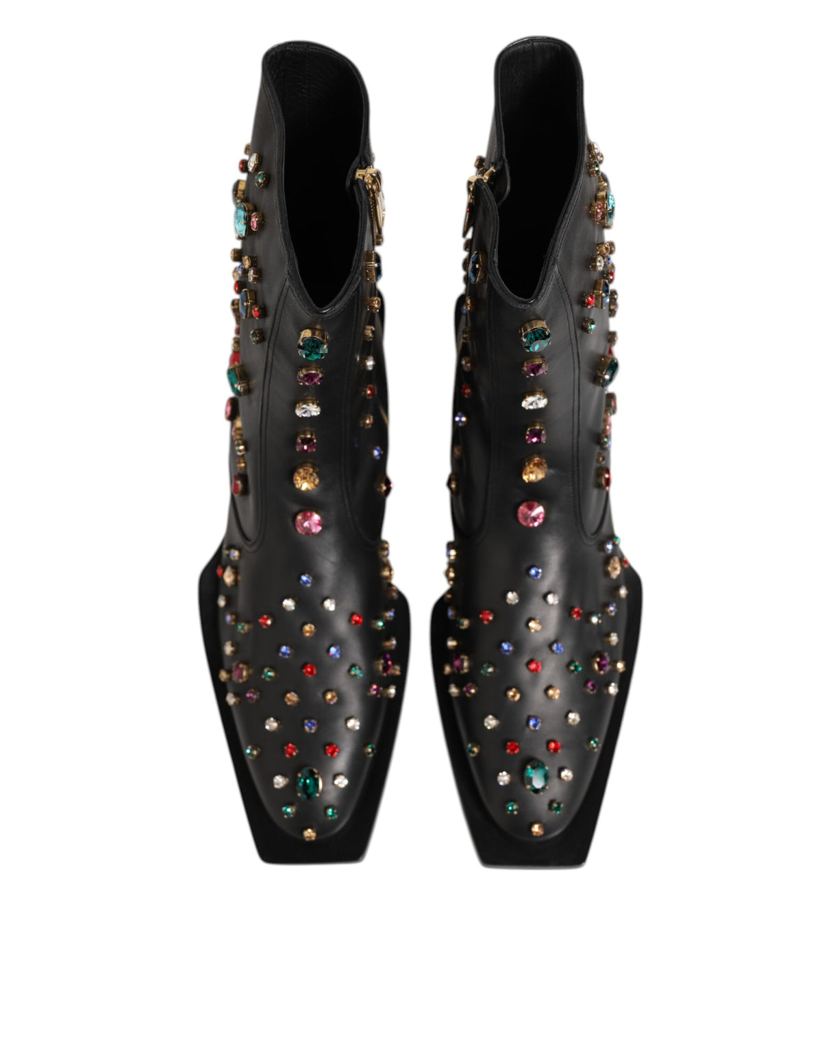Black Crystal Embellished Men Short Boots Shoes