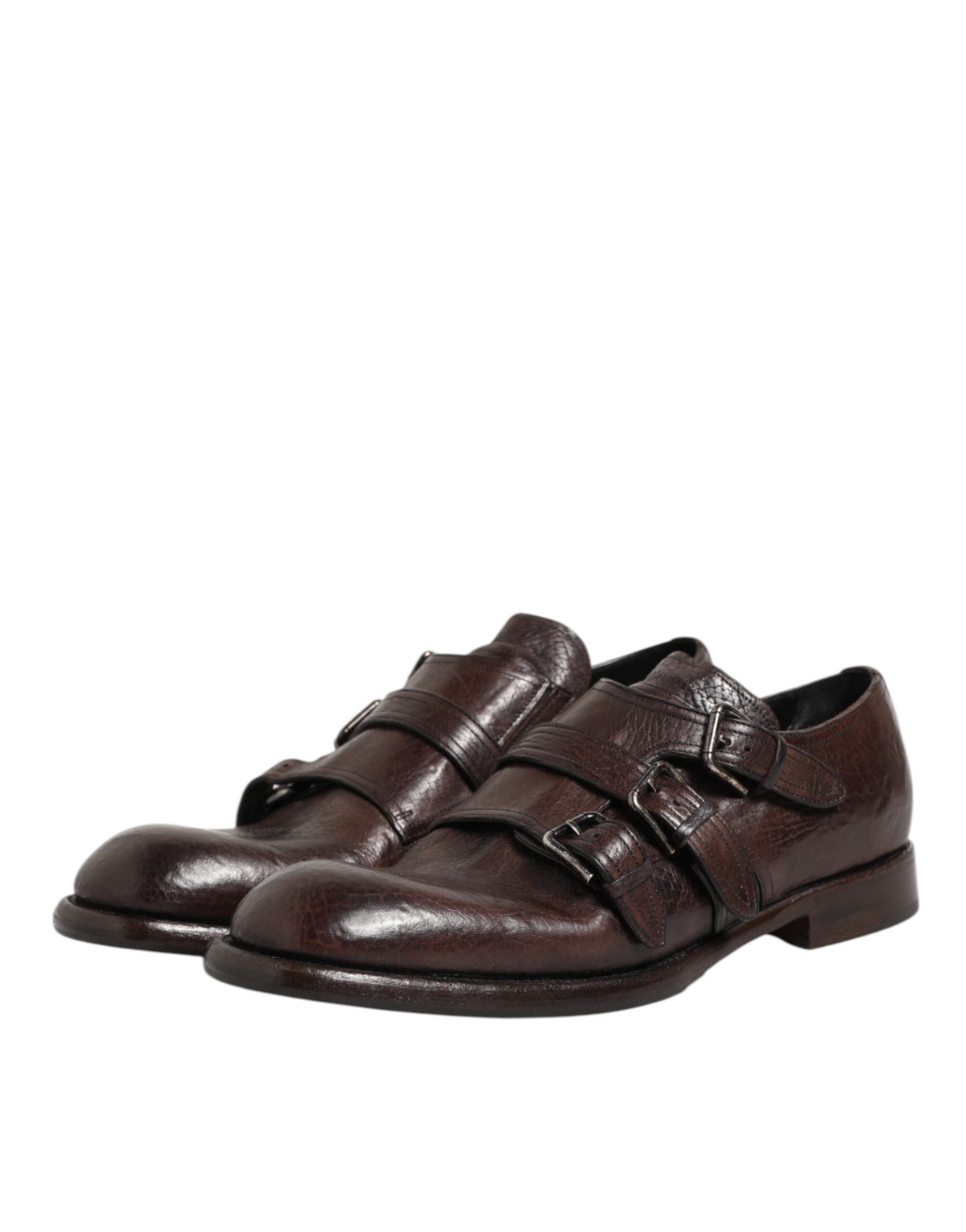 Brown Leather Monk Strap Formal Derby Shoes