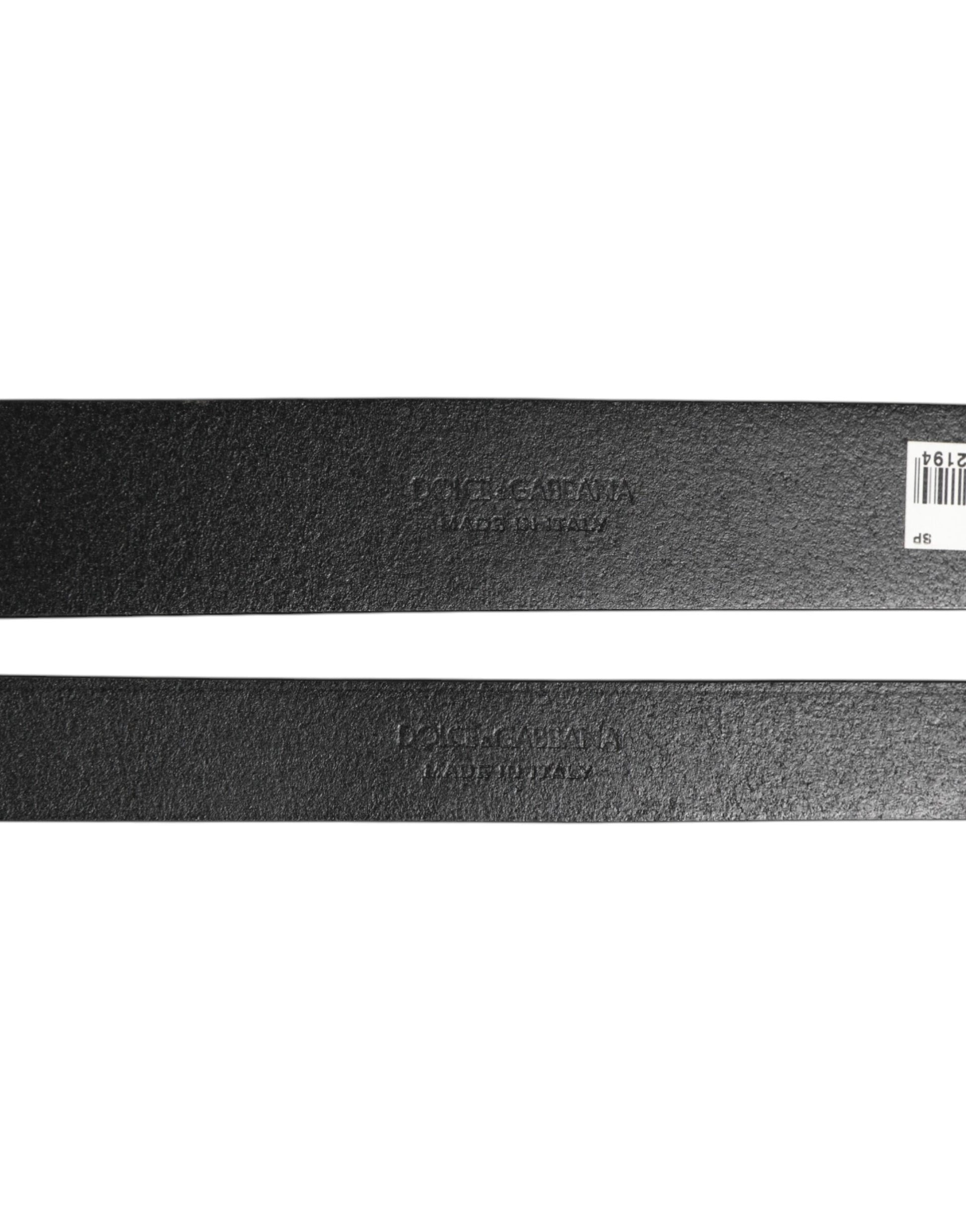 Black Double Strap Leather Brass Buckle Belt