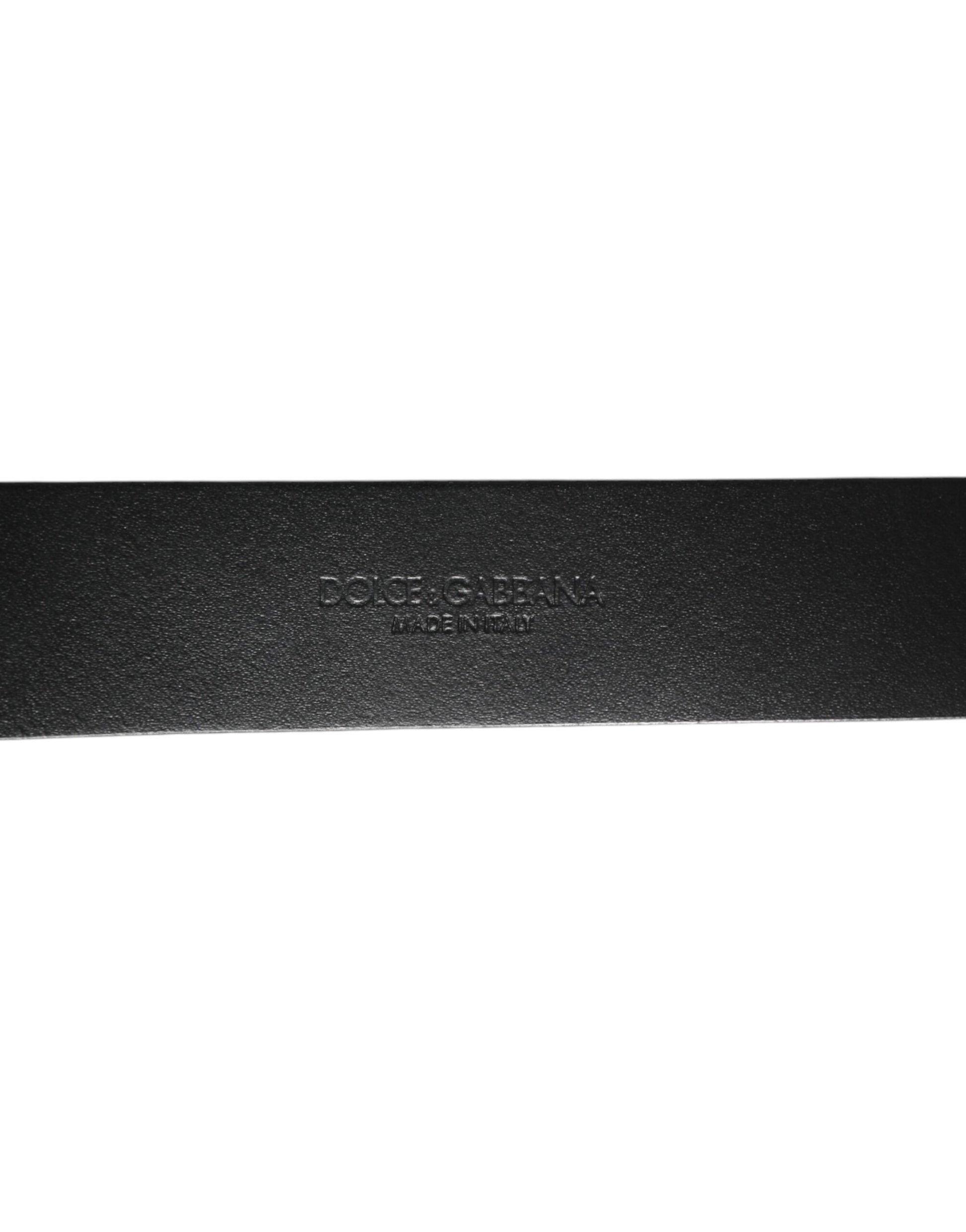 Black Silver Pebbled Texture Leather Buckle Men Belt