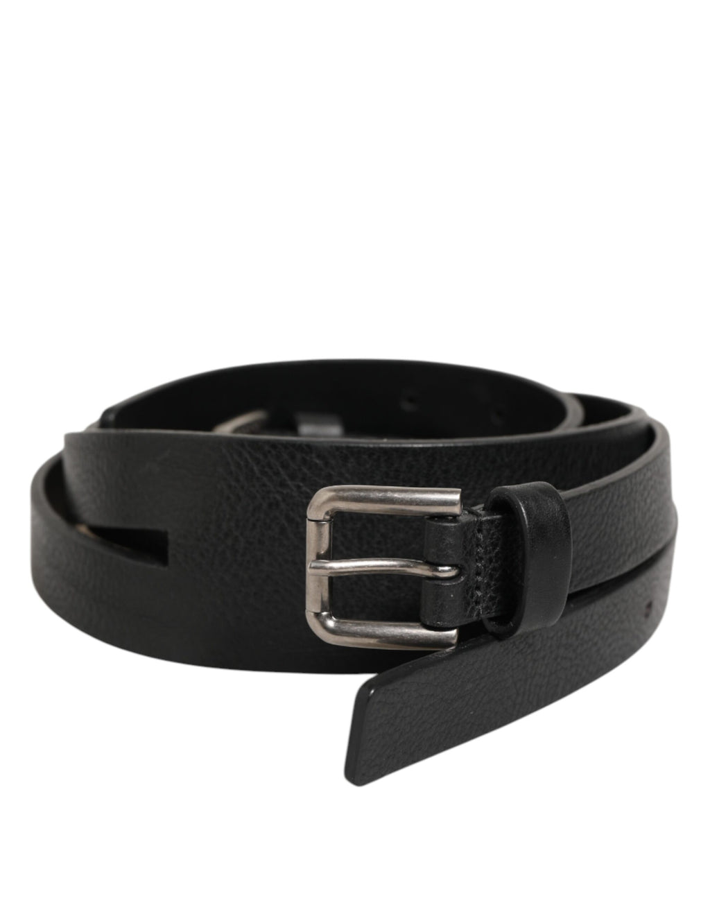 Ceinture en cuir noire à double bride avec boucle dorée