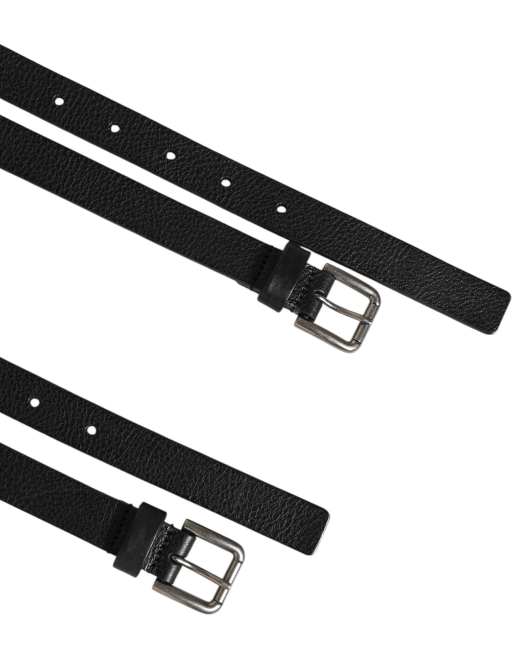 Ceinture en cuir noire à double bride avec boucle dorée