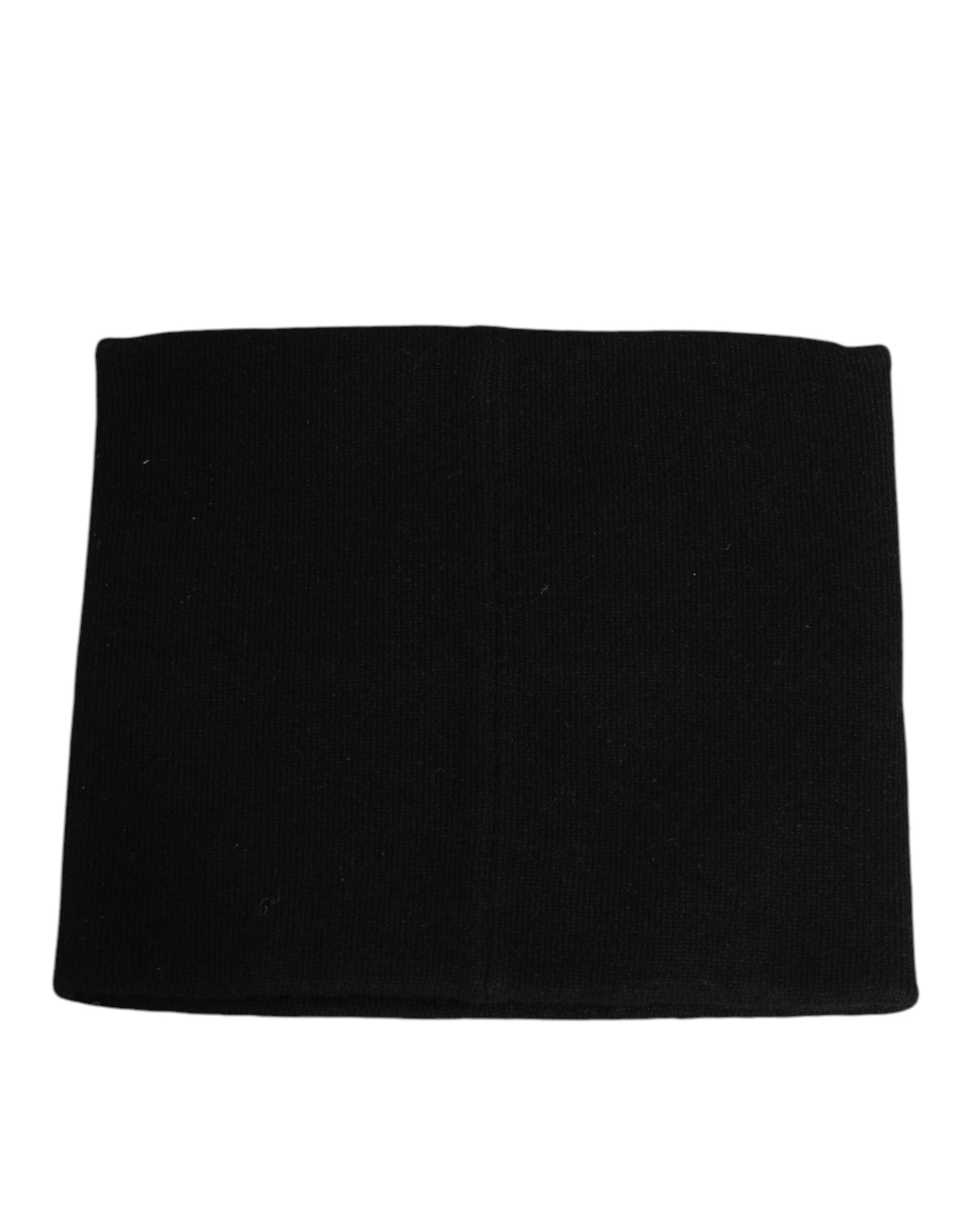 Black D&G Logo Cashmere Knitted Men One Size Scarf