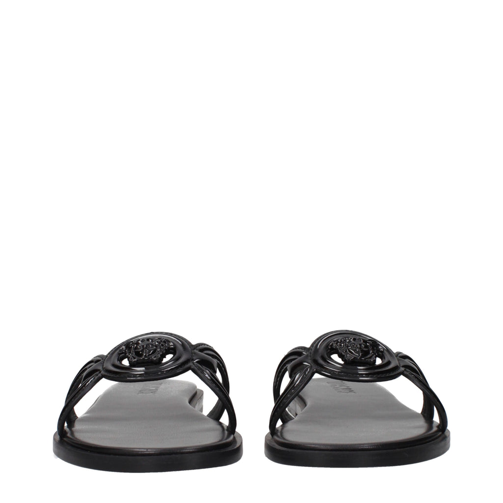 Black Leather Slippers