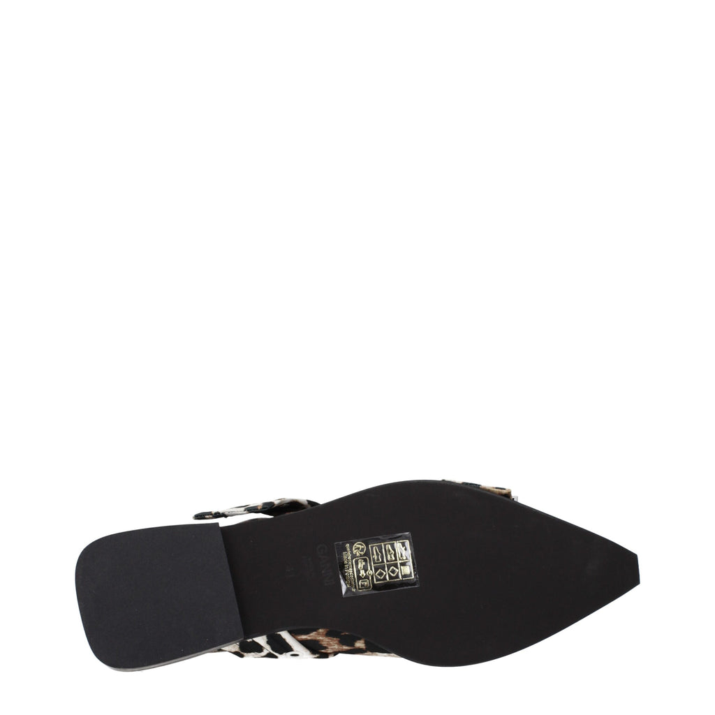 Brown Fabric Flat Sandals