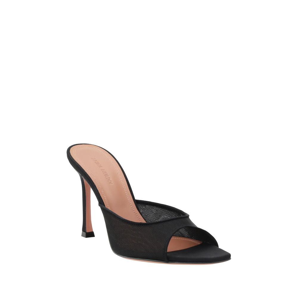 Black Nylon Stiletto Heel Sandals