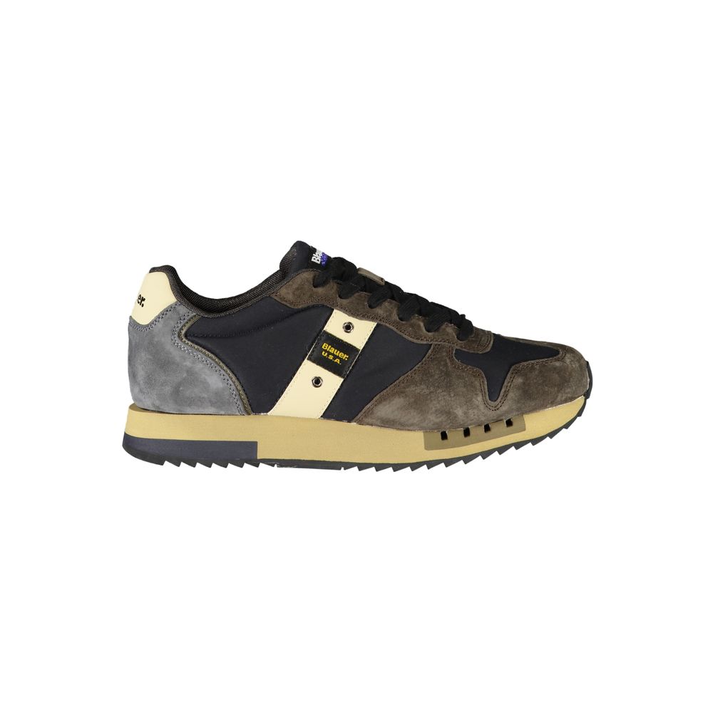 Blue Polyurethane Men Sneaker