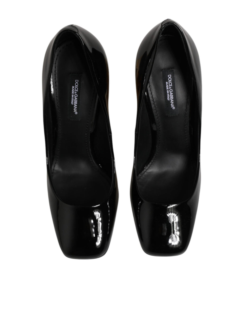 Black Gold Patent Leather Logo Heels Pumps Shoes