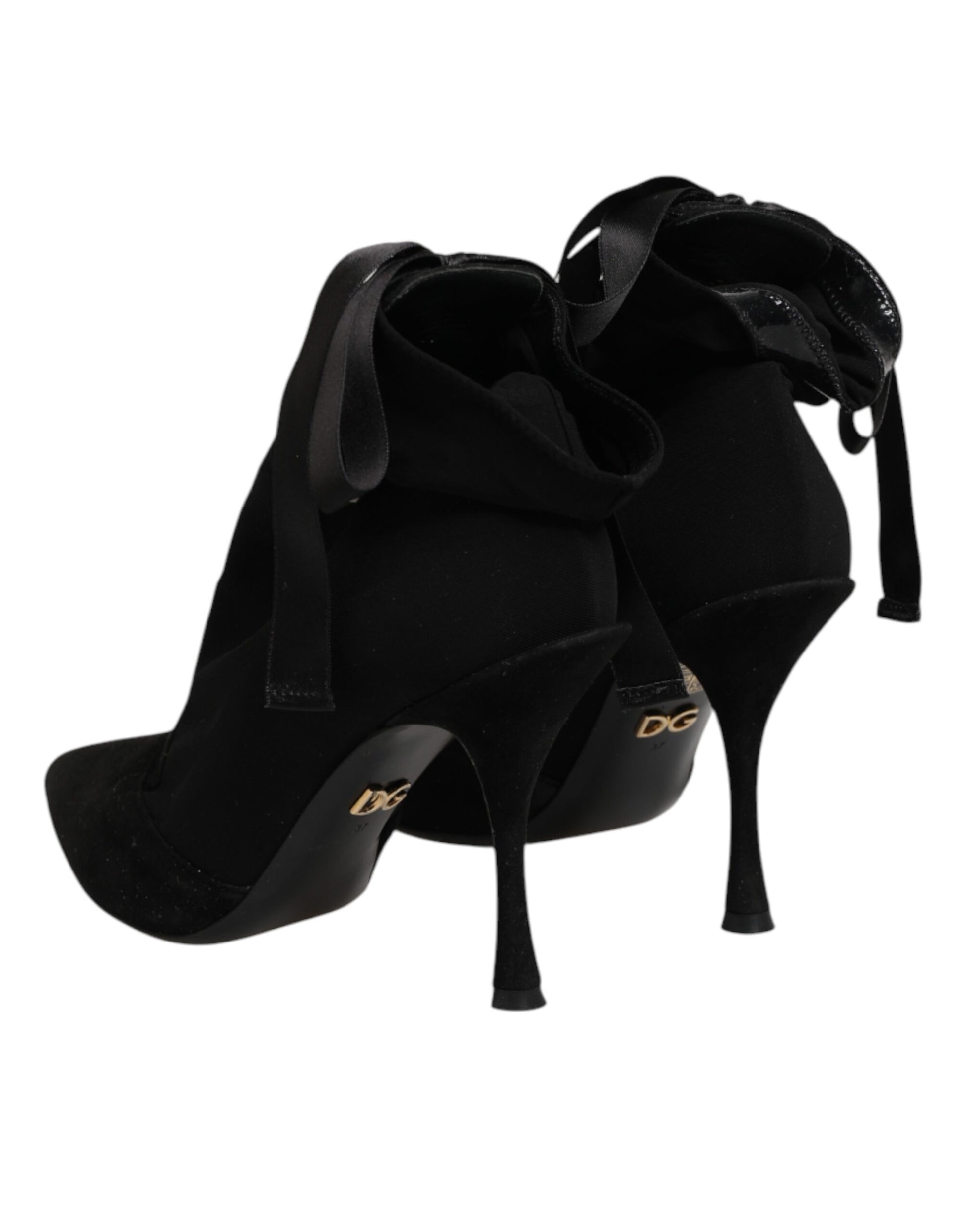 Black Stiletto Heels Lace Up Boots Shoes
