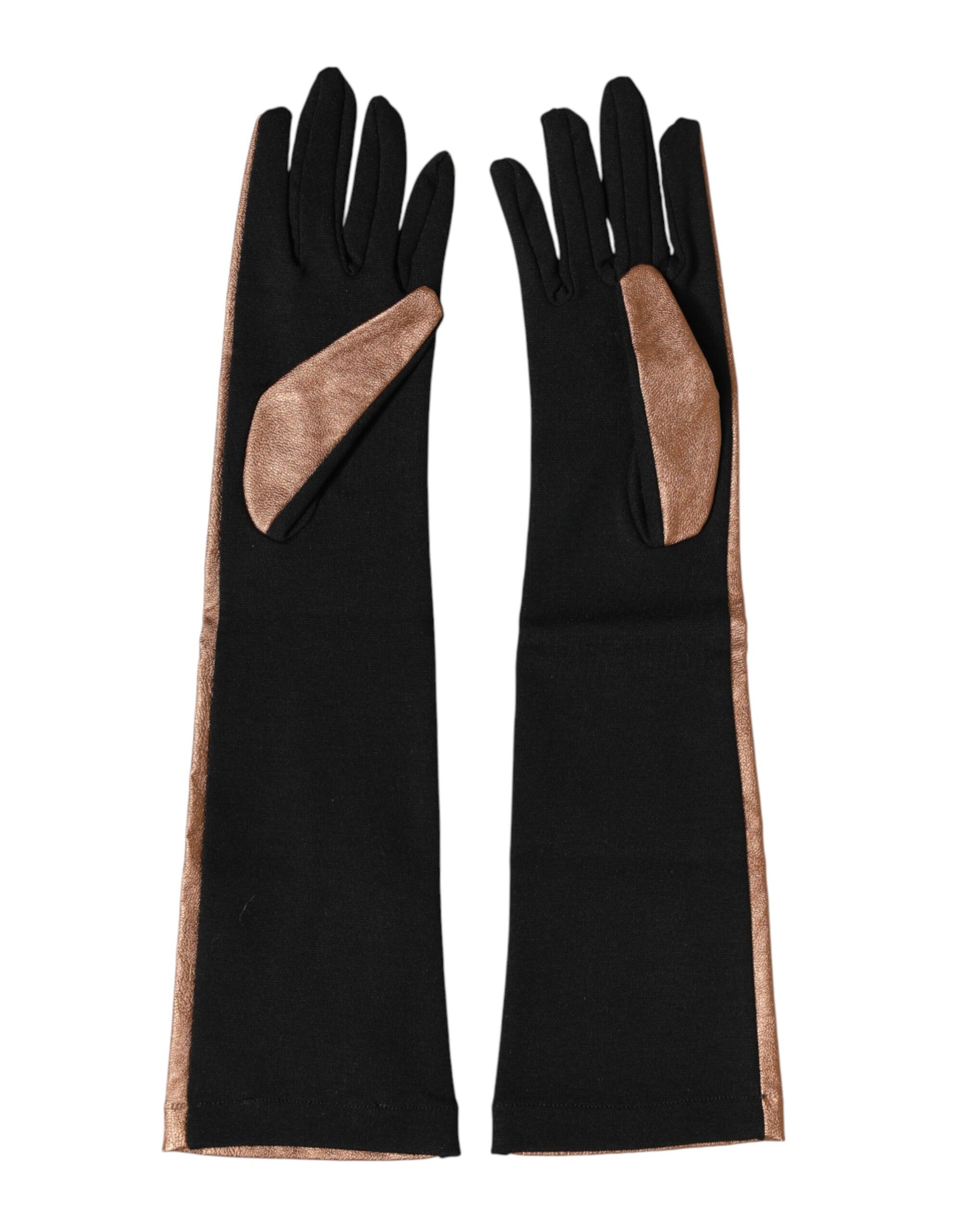 Brown Black Wool Elbow Length Mitten Men Gloves