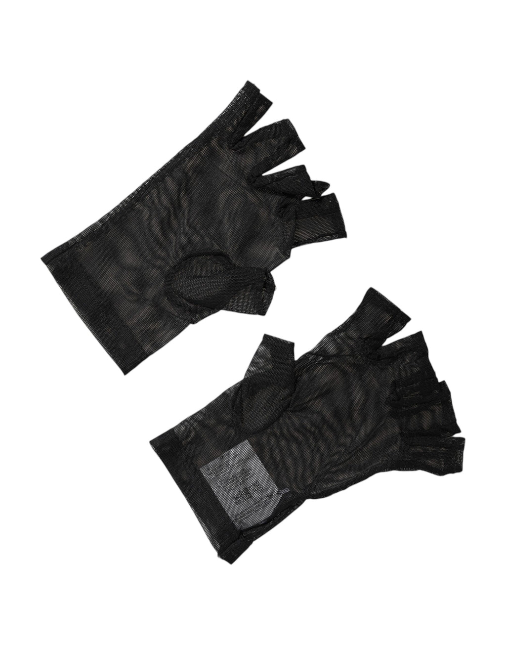 Black Nylon Wrist Length Fingerless Mitten Gloves