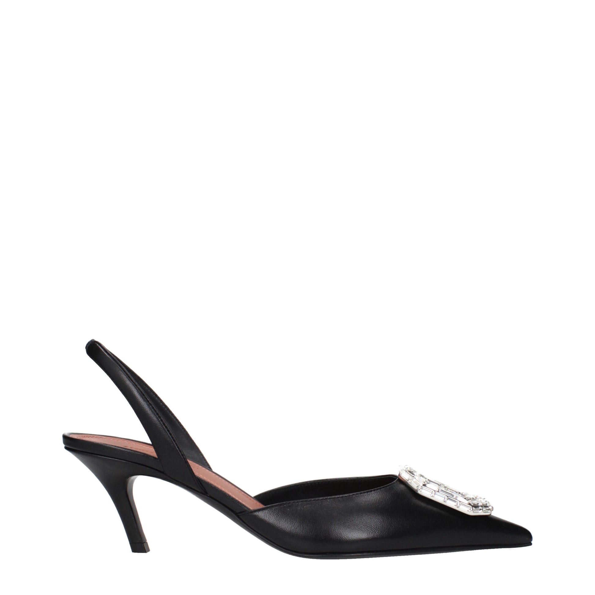 Black Leather High Heel Pumps
