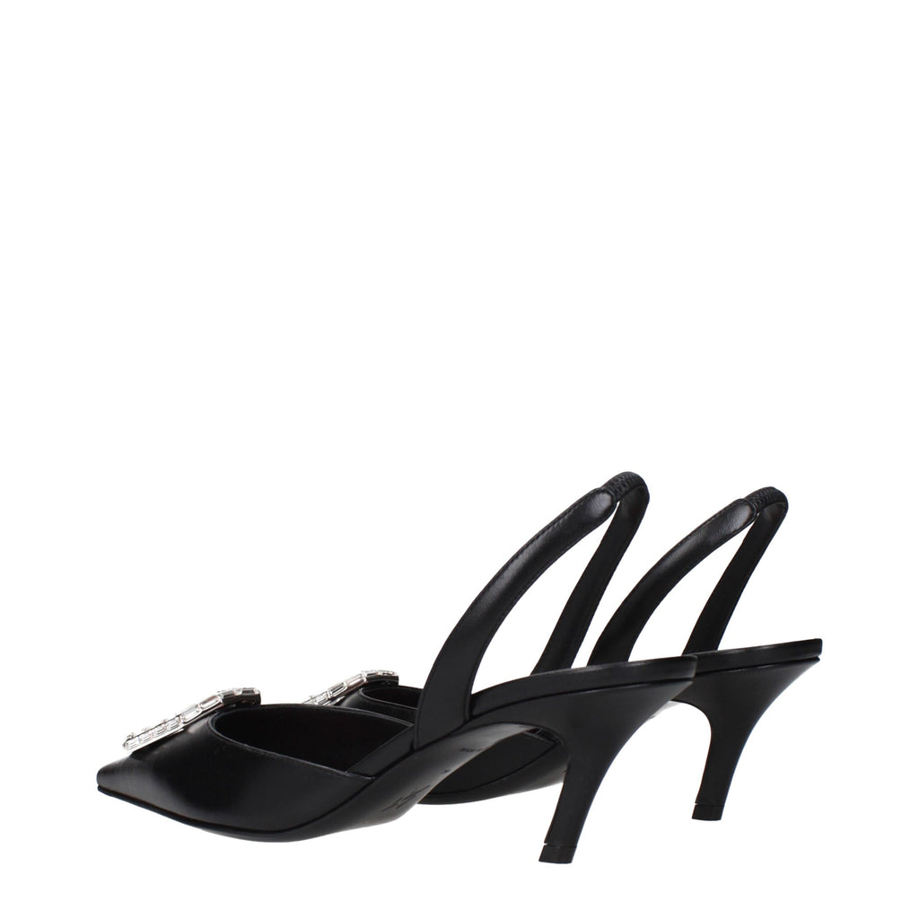 Black Leather High Heel Pumps