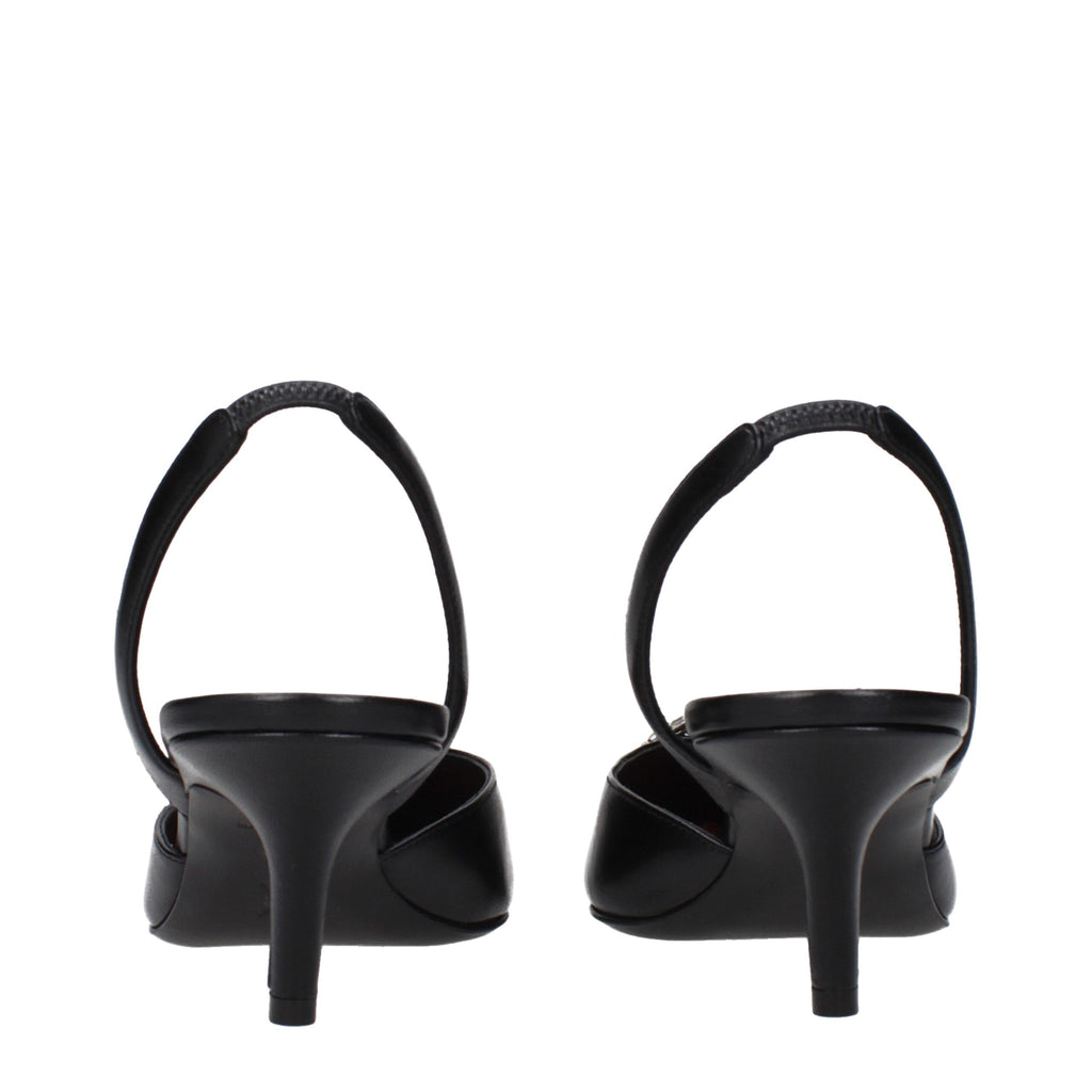 Black Leather High Heel Pumps