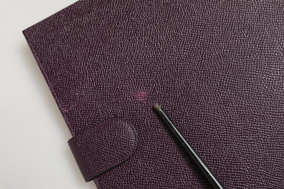 Dark Brown Leather Logo Plaque Cover Sleeve Tablet Case