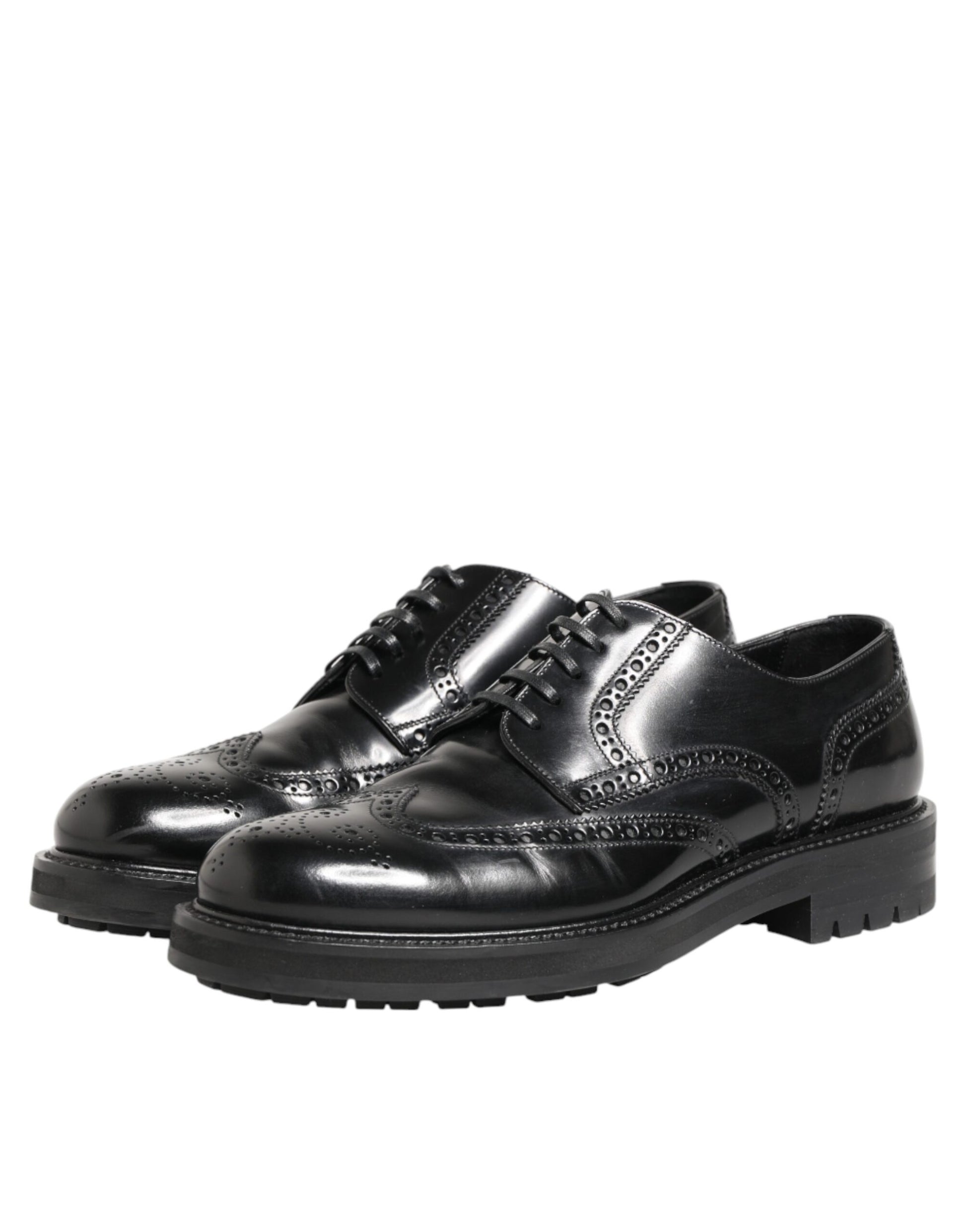 Black Calfskin Leather Derby Men Dress Shoes