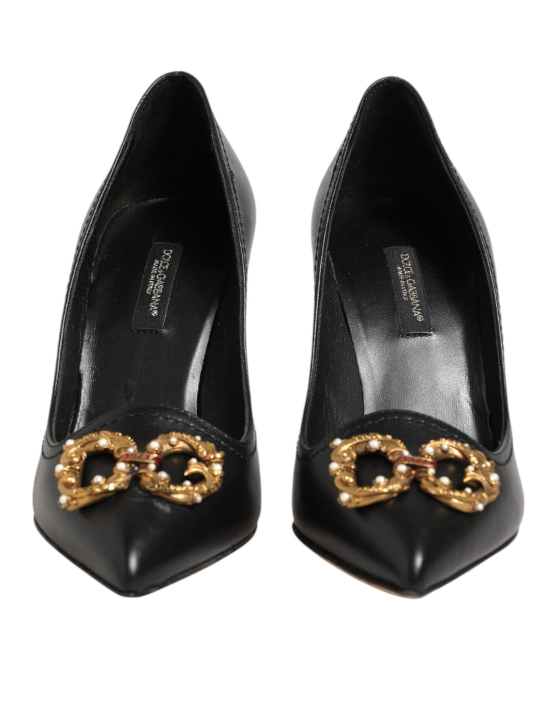 Black Leather DG Amore Heels Pumps Shoes
