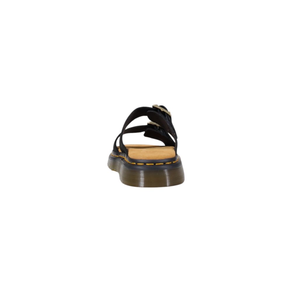 Black Leather Flat Sandals
