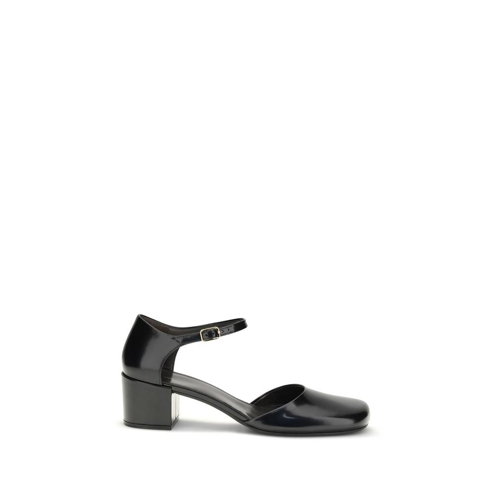 Black Calf Leather Bos Taurus Mid Heel Pumps