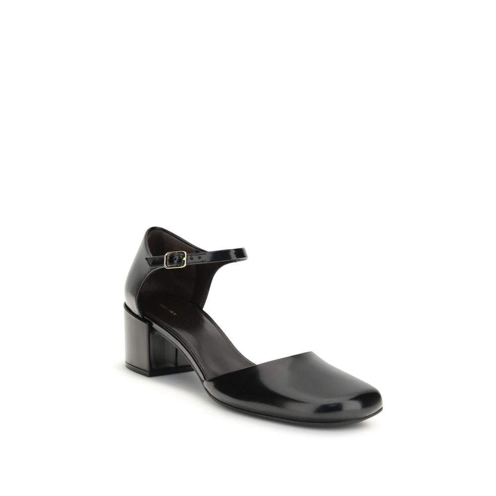 Black Calf Leather Bos Taurus Mid Heel Pumps
