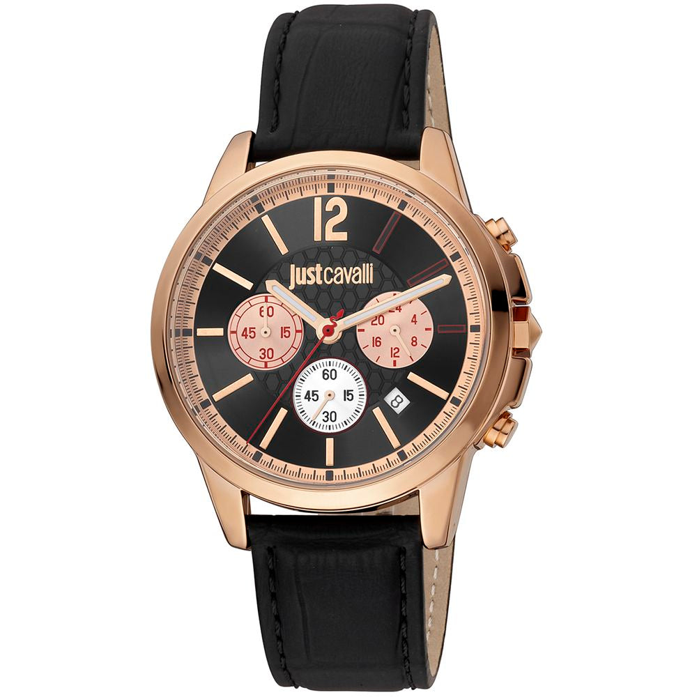 Black Leather Dress Watch