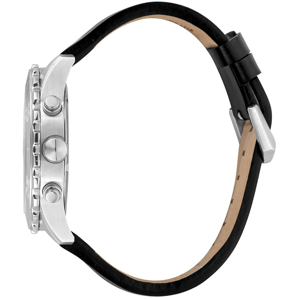 Black Leather Bracelet Watch
