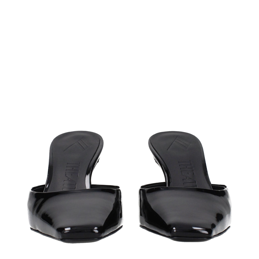 Black Leather Flat Sandals