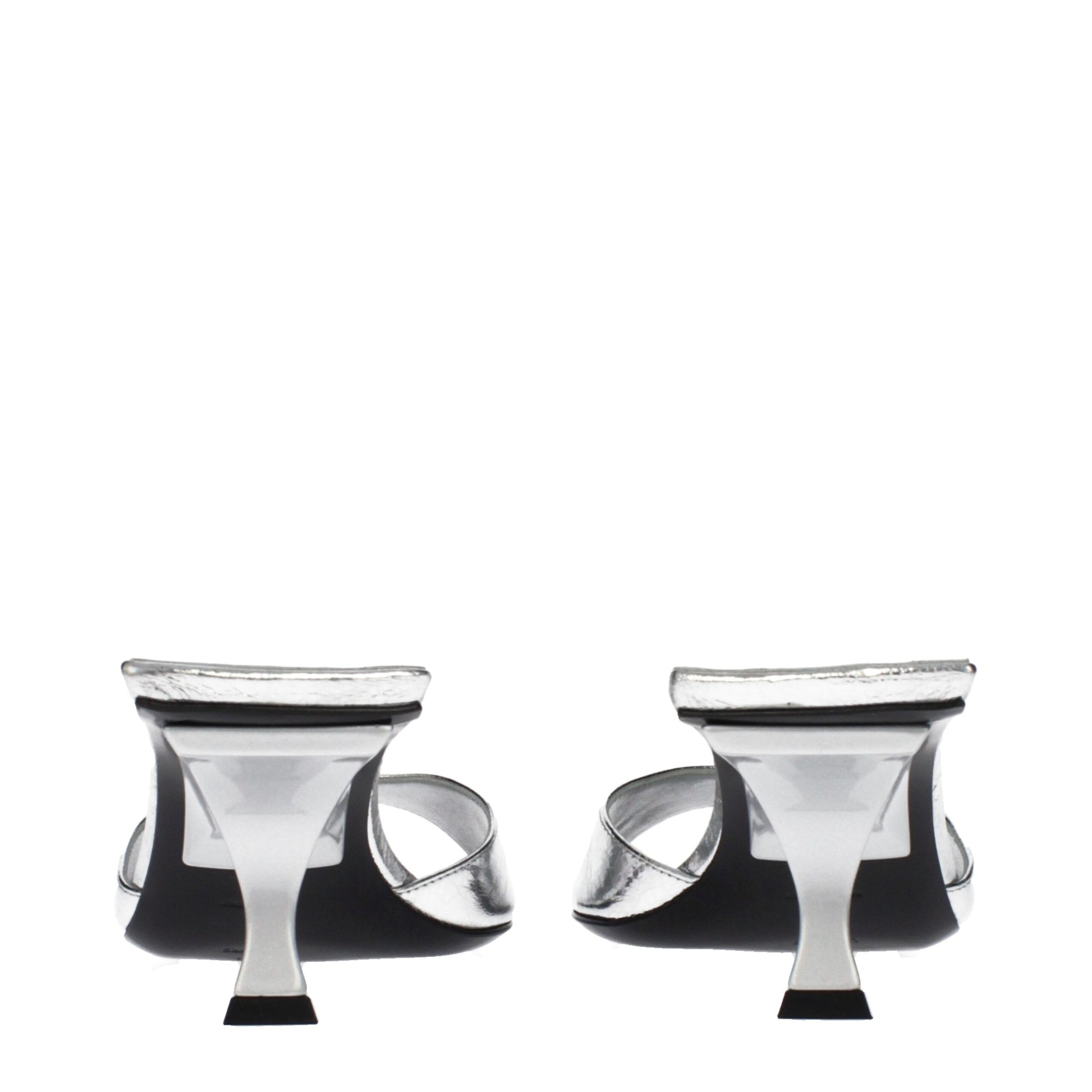 Gray Leather Flat Sandals