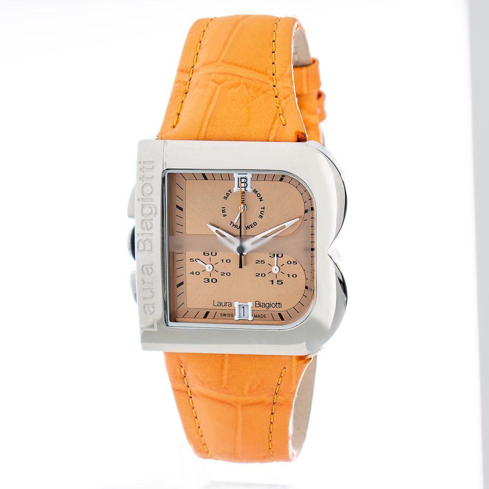 Orange Leather Dress Watch