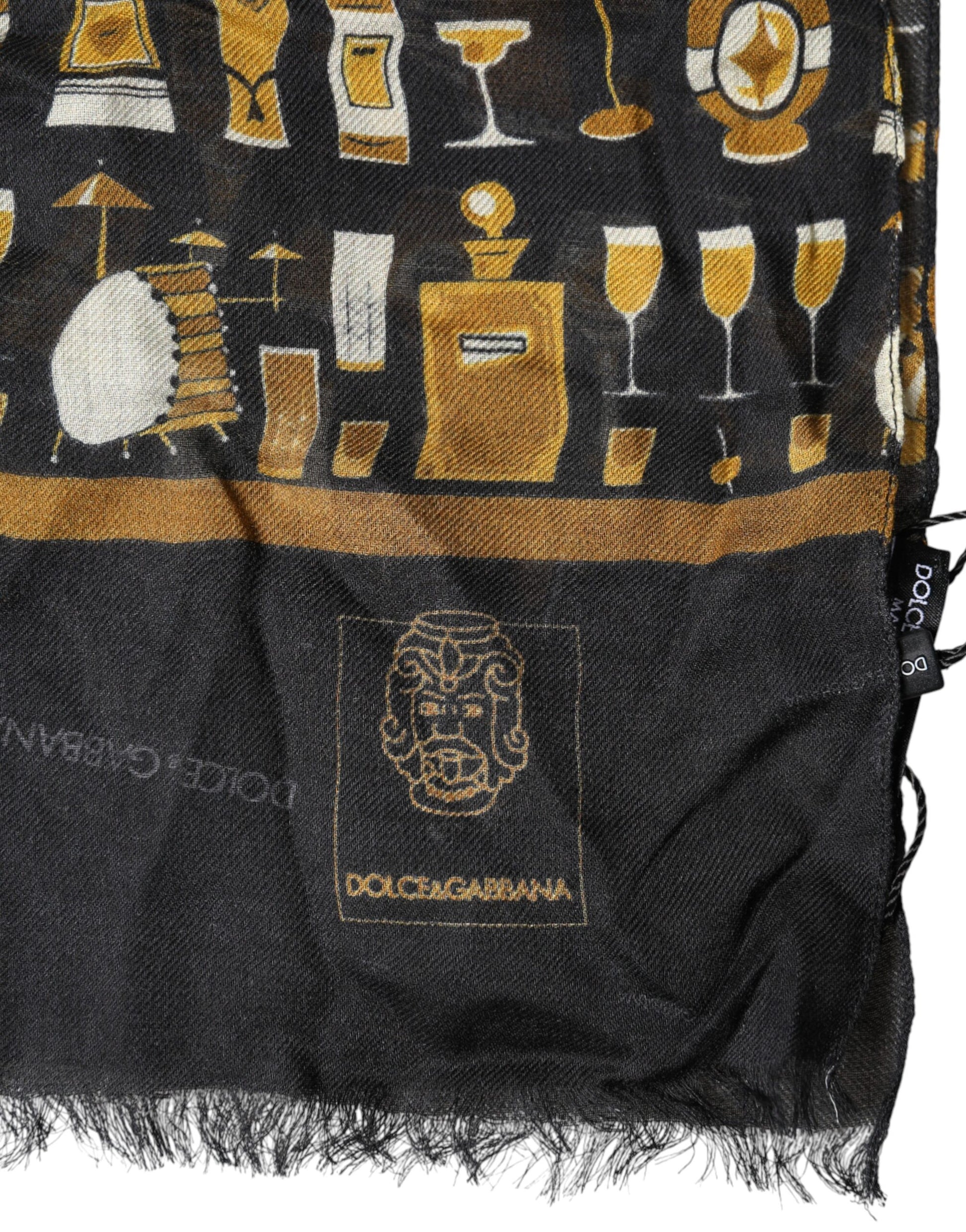 Black Jazz Club Print Neck Wrap Shawl Scarf