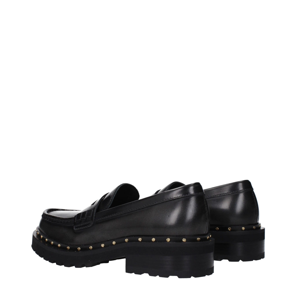 Black Leather Slip-On Loafers