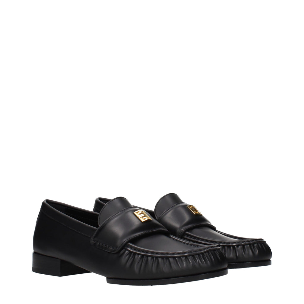 Black Leather Slip-On Loafers