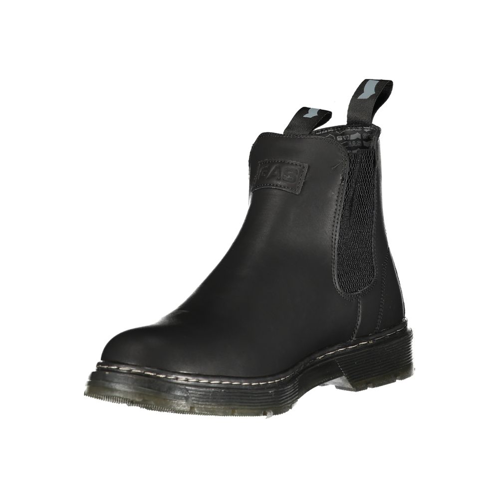 Black Polyurethane Men Ankle Boot