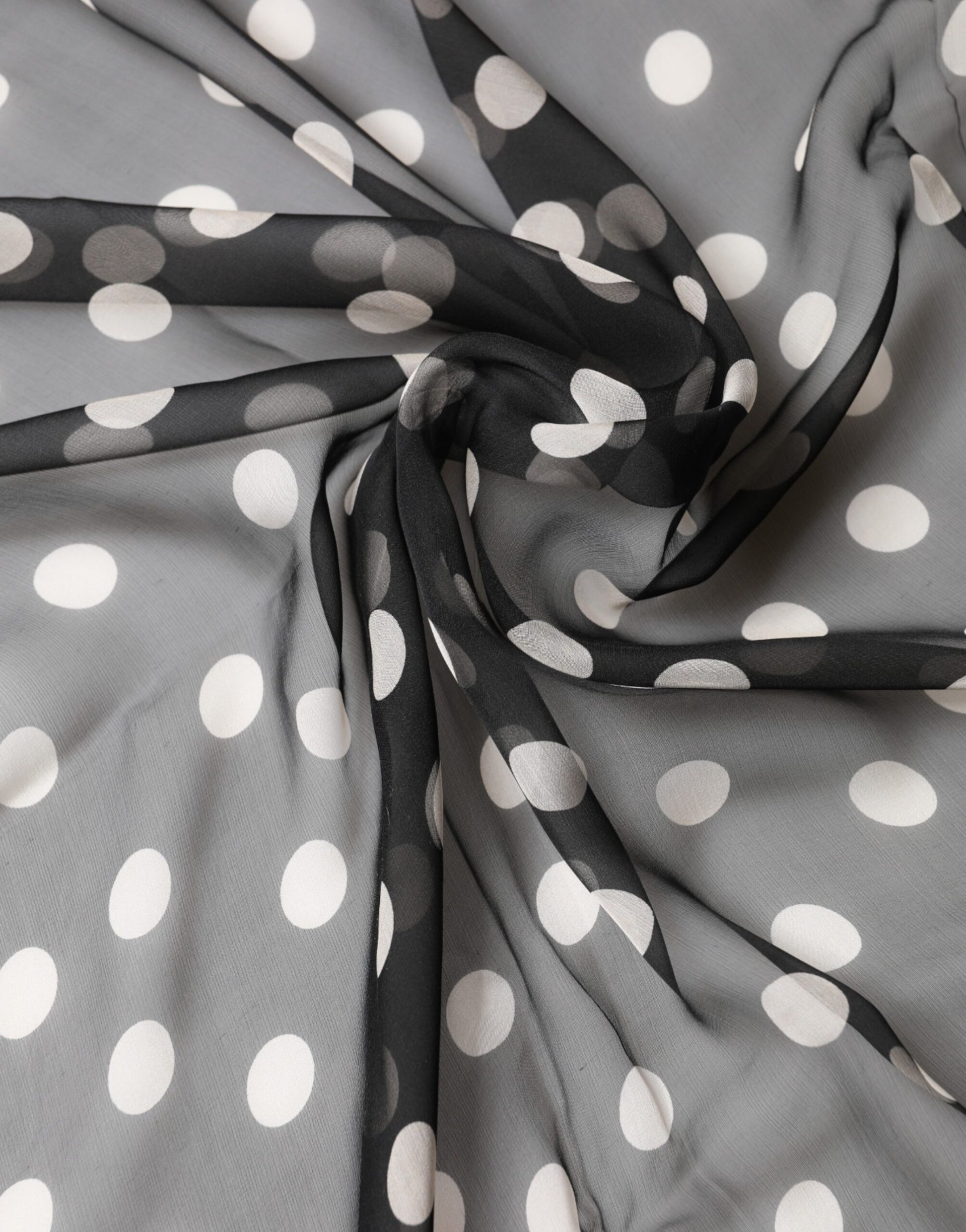 Black Polka Dot Silk Neck Wrap Shawl 205cm x 137cm Scarf