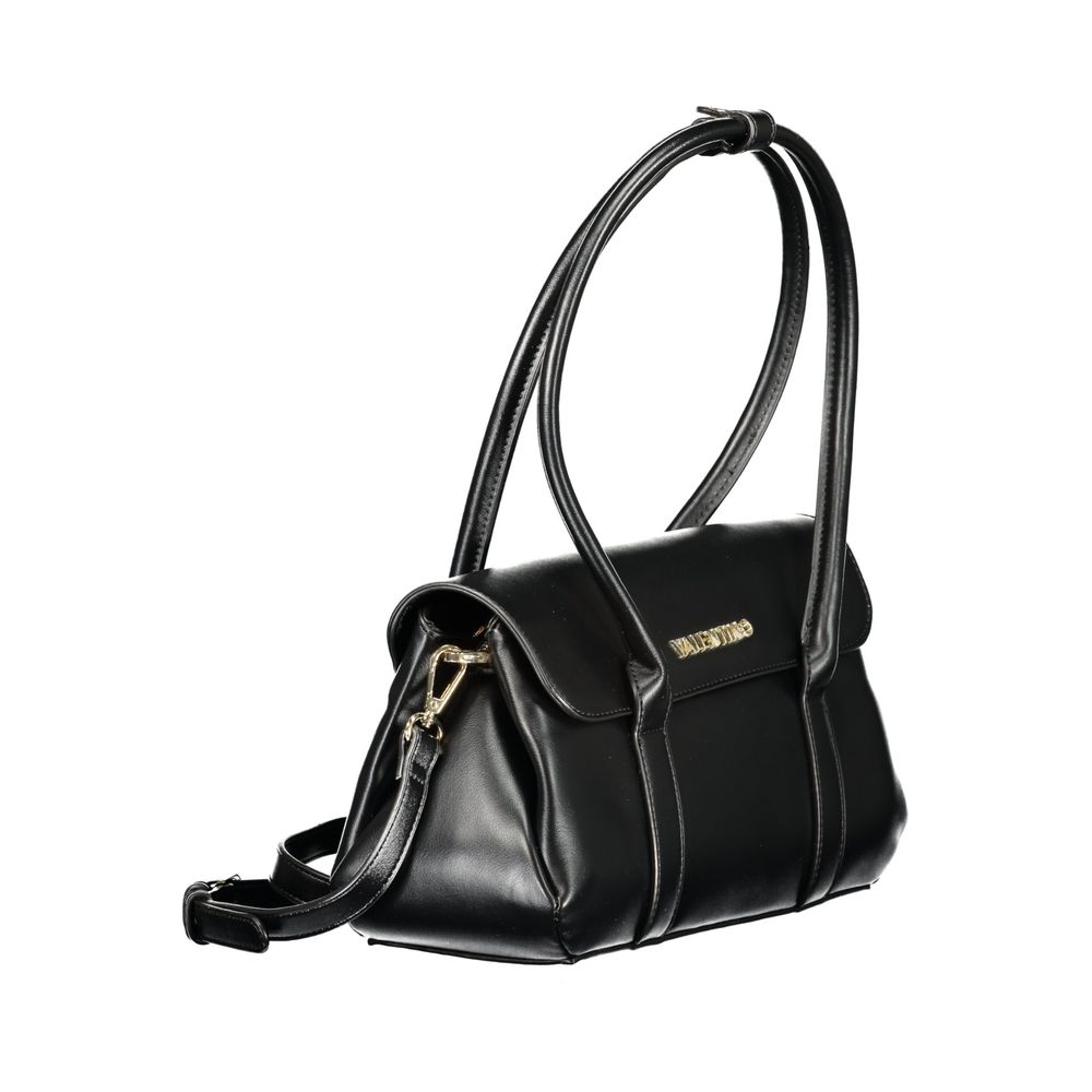 Nero Poliuretano Donna Bag with Shoulder Handles and Compartments